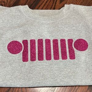 Gildan Gray Sweatshirt with Pink Glitter Design